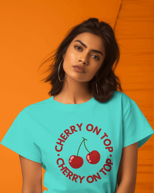 Cherry on top | 100% Combed Cotton Round Neck T-Shirt