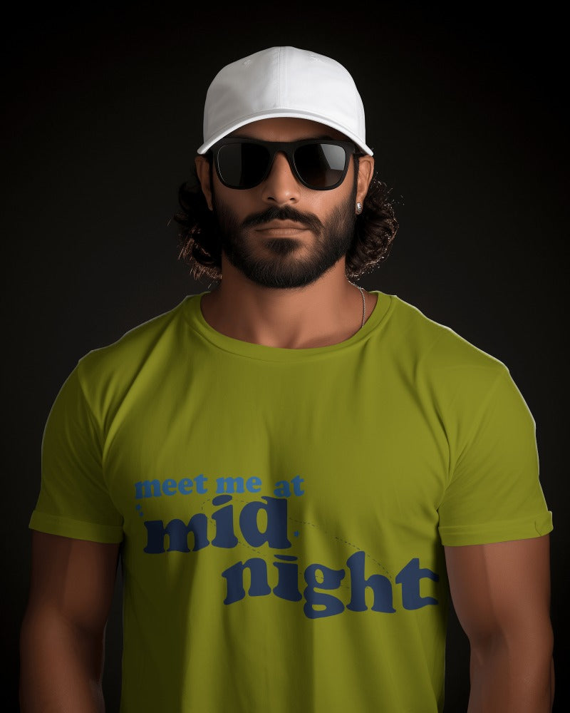 Meet at mid night| 100% Combed Cotton Round Neck T-Shirt