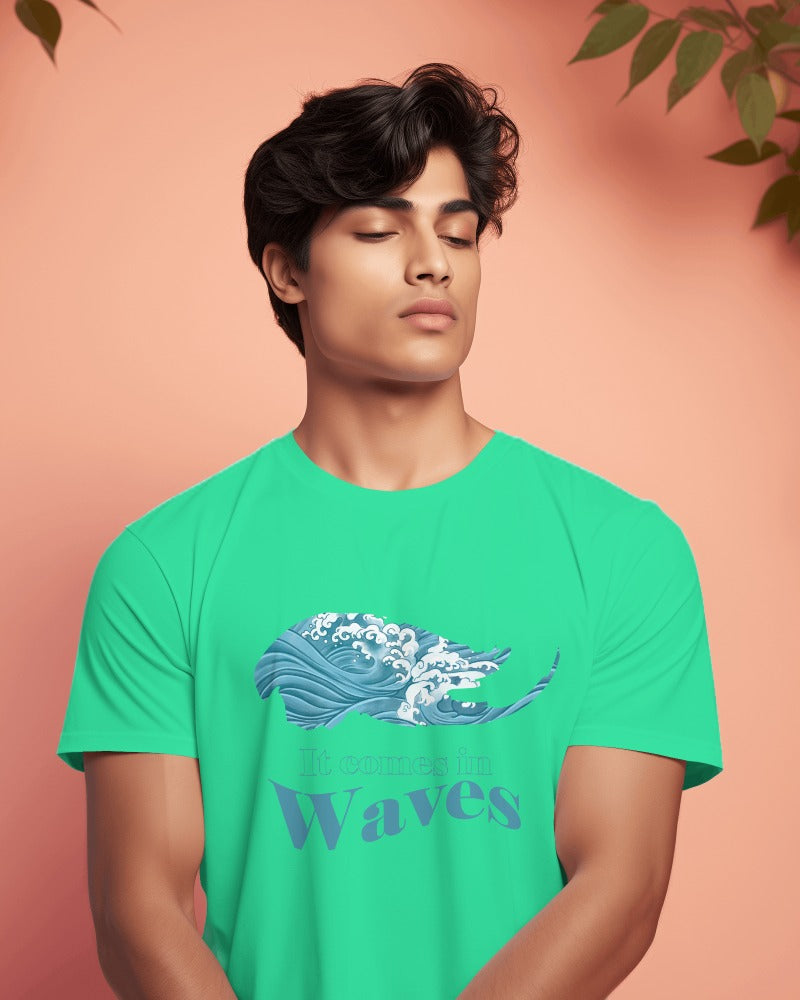 WAVES | 100% Combed Cotton Round Neck T-Shirt