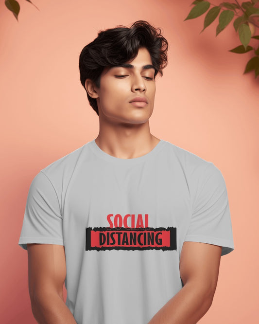 Social Distancing| 100% Combed Cotton Round Neck T-Shirt