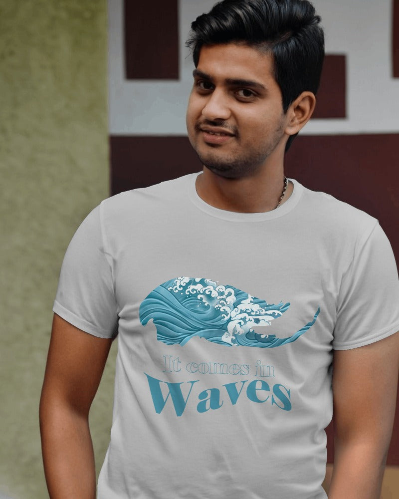 WAVES | 100% Combed Cotton Round Neck T-Shirt