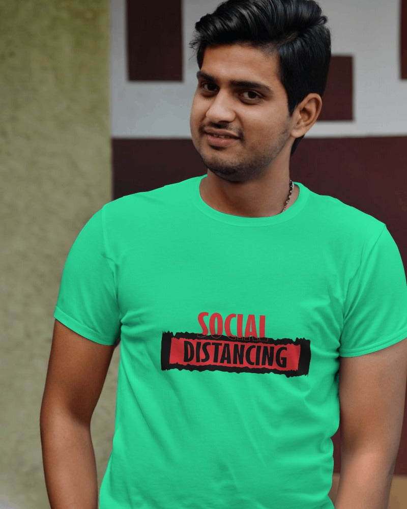 Social Distancing| 100% Combed Cotton Round Neck T-Shirt