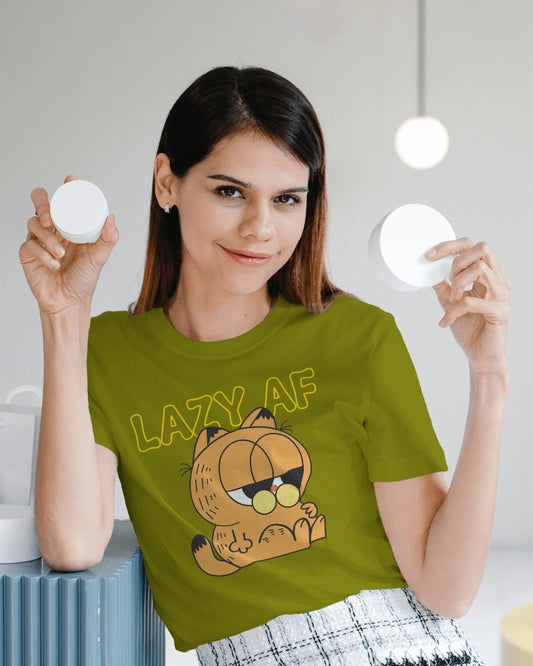 Lazy Sticker | 100% Combed Cotton Round Neck T-Shirt